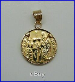22K Solid Gold Coin Pendant Mother of Christ Vlachernae Byzantine style Icon