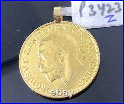 22K Solid Gold Coin Pendant P3423z
