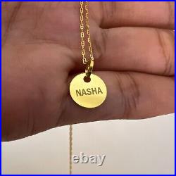 22K Solid Gold Disc free Engraving for 5 Letters Customised Name for Person, Pet