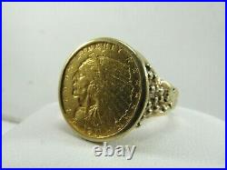 22K Solid Gold Indian head 1911 US Coin Men's Ring Size 11.25 #R678