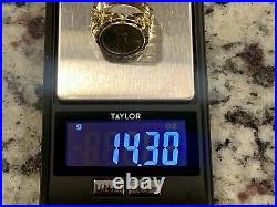 22K solid gold 1/10 OZ AMERICAN EAGLE COIN in 14K NUGGET COIN RING 22 MM