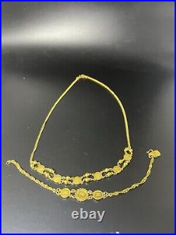 22K solid gold 916 Saudi gold necklace bracelet set