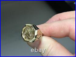 22 KT 1/10oz LADY LIBERTY COIN SET IN 14 KT SOLID YELLOW GOLD COIN RING