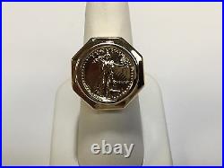 22 KT 1/10oz LADY LIBERTY COIN SET IN 14 KT SOLID YELLOW GOLD COIN RING