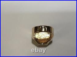 22 KT 1/10oz LADY LIBERTY COIN SET IN 14 KT SOLID YELLOW GOLD COIN RING