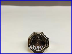 22 KT 1/10oz LADY LIBERTY COIN SET IN 14 KT SOLID YELLOW GOLD COIN RING 22 KT 1/10oz LADY LIBERTY COIN SET IN 14 KT SOLID YELLOW GOLD COIN RING