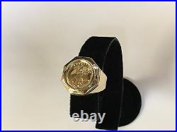 22 KT 1/10oz LADY LIBERTY COIN SET IN 14 KT SOLID YELLOW GOLD COIN RING