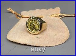 22 KT 1/10oz LADY LIBERTY COIN SET IN 14 KT SOLID YELLOW GOLD COIN RING