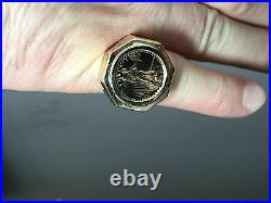 22 KT 1/10oz LADY LIBERTY COIN SET IN 14 KT SOLID YELLOW GOLD COIN RING 22 KT 1/10oz LADY LIBERTY COIN SET IN 14 KT SOLID YELLOW GOLD COIN RING