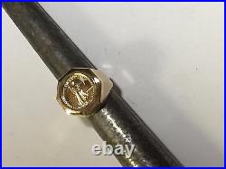 22 KT 1/10oz LADY LIBERTY COIN SET IN 14 KT SOLID YELLOW GOLD COIN RING