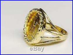 22 KT 1/10oz LADY LIBERTY COIN in 14 KT SOLID YELLOW GOLD LADIES COIN RING 19MM
