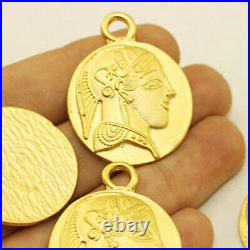 22 Kt Real Solid Yellow Gold Roman Caesar Medallion Coin Matt Necklace Pendant