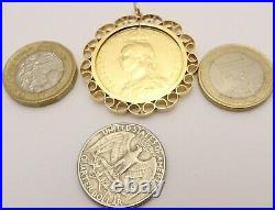 22 carat solid gold British Victorian 1887 £2 coin in 9ct hallmarked pendant