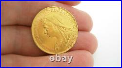22ct Solid Gold Victorian Full Sovereign Coin Dated 1899 8 Grammes