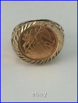22ct gold coin ring isle of man 1/20 oz angel coin ring shaft 9ct gold