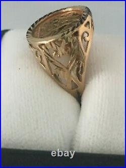 22ct gold coin ring isle of man 1/20 oz angel coin ring shaft 9ct gold