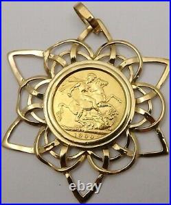 22ct solid gold 1900 British Queen Victoria full sovereign in 9ct pendant