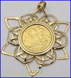 22ct solid gold 1900 British Queen Victoria full sovereign in 9ct pendant