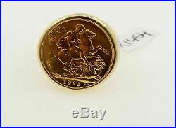 22k 22ct Solid Gold Mens Coin King George Ring Size 9.5 R1454