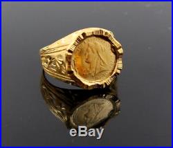 22k 22ct Solid Gold Veiled Head Gold Sovereign Coin RING BAND R1274