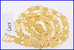 22k 22ct Yellow Solid Gold CLASSIC COIN SMOOTH Chain Necklace c417