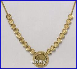 22k-23k Solid Gold 17 Necklace w Coin-Like Medallion 3/4 Pendant 18g
