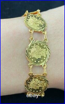 22k Bracelet Solid Gold Ladies Jewelry Classic Coin With Eagle Design BR1025