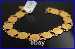 22k Bracelet Solid Gold Ladies Jewelry Classic Infinity Coin Design b4006