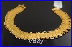 22k Bracelet Solid Gold Ladies Jewelry Classic Infinity Coin Design b4010