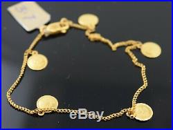 22k Bracelet Solid Gold Ladies Jewelry Classic Rose Coin Design b9919