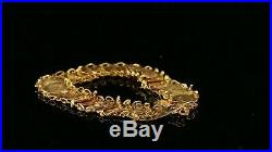 22k Bracelet Solid Gold Simple Charm Classic Floral Coin Floral Design B4057
