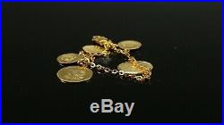 22k Bracelet Solid Gold Simple Charm Ladies Floral Coin Design B4047
