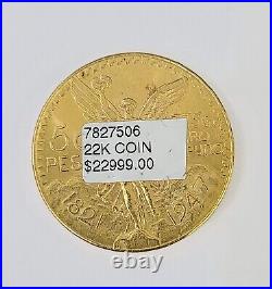 22k Centenario Coin Copy in Solid Yellow Gold 50 Pesos 1947 Mexico/Mexican Coin