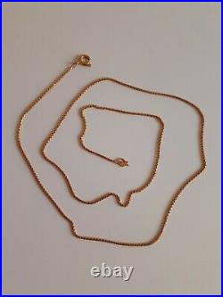22k Gold Vintage 1.2mm Solid 6 grams Box Chain Necklace Mens Womens Gift