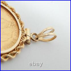 22k Solid Gold Victoria 1900 Coin English Antique Art Deco 14k Necklace Pendant