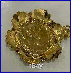 22k gold 1927 full Sovereign Coin In 21ct solid gold mount Pendant 12.80g