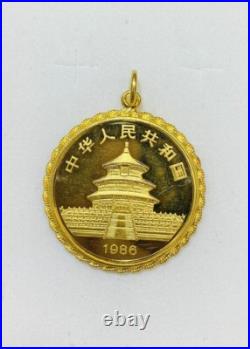 23K Case 24k Solid Yellow Gold Panda Coin Canada Fine Gold Pendant(Total 36GM)