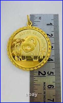 23K Case 24k Solid Yellow Gold Panda Coin Canada Fine Gold Pendant(Total 36GM)