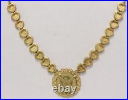23k Solid Gold 17 Necklace w Coin-Like Medallion 3/4 Pendant 18g