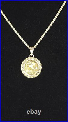 24KT 1989 5 Yuan. 999 Gold Panda Coin in 14K Solid Gold Rope & 16 14K Necklace 24KT 1989 5 Yuan. 999 Gold Panda Coin in 14K Solid Gold Rope & 16 14K Necklace