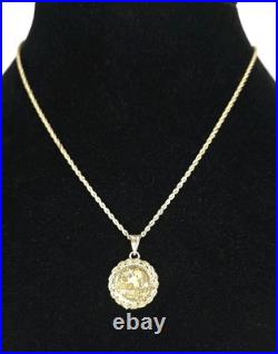 24KT 1989 5 Yuan. 999 Gold Panda Coin in 14K Solid Gold Rope & 16 14K Necklace 24KT 1989 5 Yuan. 999 Gold Panda Coin in 14K Solid Gold Rope & 16 14K Necklace
