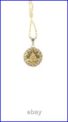 24KT 1989 5 Yuan. 999 Gold Panda Coin in 14K Solid Gold Rope & 16 14K Necklace 24KT 1989 5 Yuan. 999 Gold Panda Coin in 14K Solid Gold Rope & 16 14K Necklace