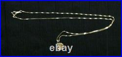 24KT SOLID GOLD Pendand 14kt Necklace & bezel 1908 American Egeal Mini Coin