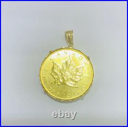 24K 14K Solid Yellow Gold Pendant 2.44GM/Canada Maple Leaf$50 1OZ 1985 Used
