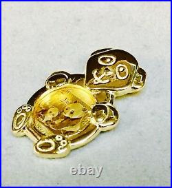 24K CHINESE PANDA BEAR COIN SET IN 14K Solid Yellow Gold Bear Coin Charm Pendant