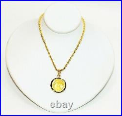 24K Solid Gold. 10oz Prospector Gold Round 2021 Coin Necklace 14K Gold Pendant