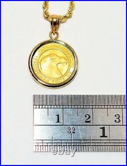 24K Solid Gold. 10oz Prospector Gold Round 2021 Coin Necklace 14K Gold Pendant