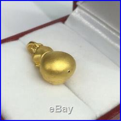 24K Solid Gold 3D Lucky Fish Money Coin bag Charm/ Pendant, 1.60 Grams