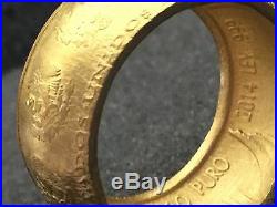 24K Solid Gold Coin Ring From 1oz 999 Gold Mexican Libertad