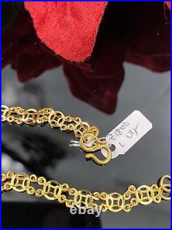 24K Solid Gold Lucky Coin Bracelet